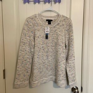NEW Preswick & Moore women’s white colorful crew neck thick sweater petite large